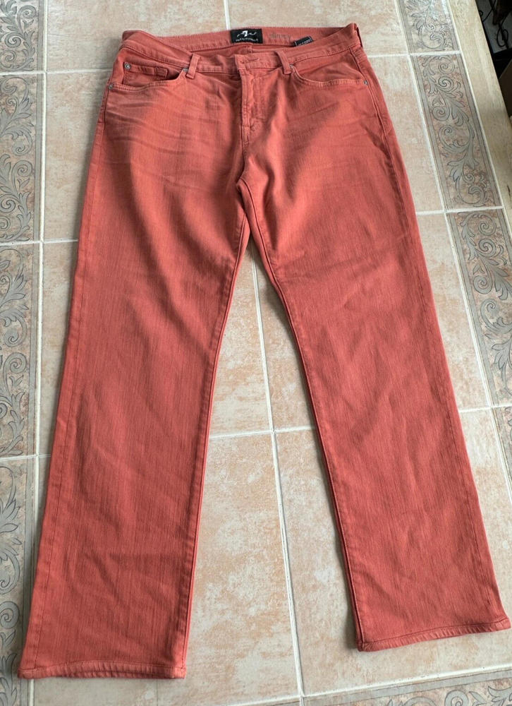 7 for all mankind jeans slimmy straight orange‎ terracotta Men size 34 x 29.5